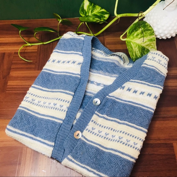 vtg vsco 90s ribbed striped short crop cardigan - Picture 4 of 6